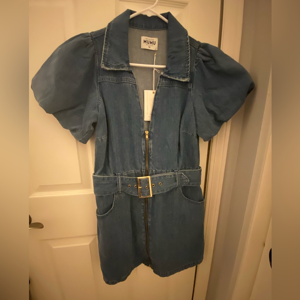 Show Me Your Mumu Oxford mini dress, jean ‘stormy blue’ size Medium.